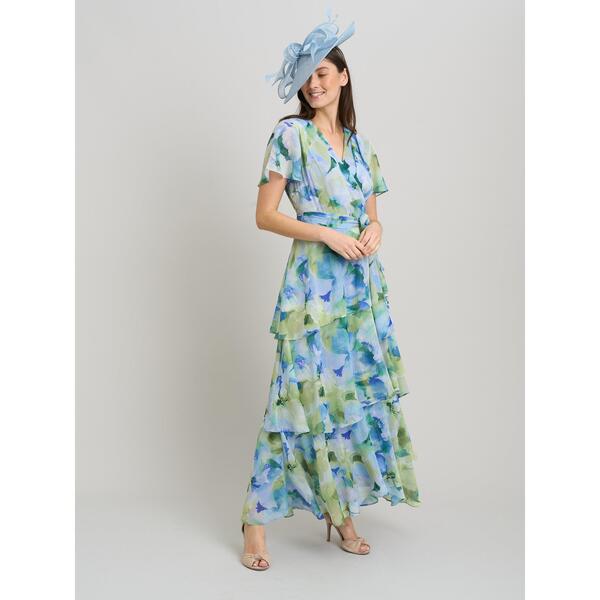 ジーナバッコーニ レディース トップス ワンピース ティアード マキシ Gina Bacconi Rihanna Tie red Maxi Dress Multi マルチカラー