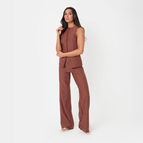アイソウイットファースト レディース ボトムス カジュアルパンツ ワイドレッグ I Saw It First Pinstripe Wide Leg Trousers Rust ラスト re-vida-25184397 ReVida 楽天市場店 サンプル画像2