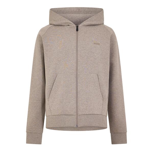 ボス メンズ アウター パーカー・スウェット Mens BOSS GREEN Full-Zip Hoodie with Adjustable Drawstring Hood - Streamlinedesign Light Brown 238 ブラウン