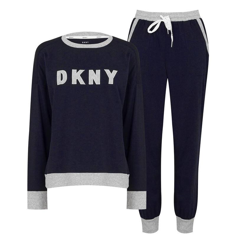 ダナ・キャラン 【送料無料】 ダナ キャラン ニューヨーク レディース ナイトウェア アンダーウェア Logo Sweat and Jogger Set Navy