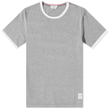 トムブラウン メンズ Tシャツ トップス Thom Browne Ringer Tee Light Grey