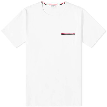 トムブラウン メンズ Tシャツ トップス Thom Browne Medium Weight Jersey Pocket Tee White