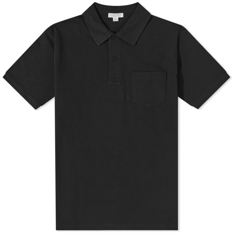 【送料無料】 サンスペル メンズ ポロシャツ トップス Sunspel Riviera Polo Black