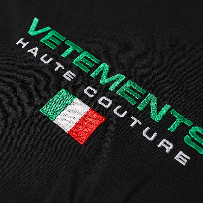 ヴェトモン メンズ Tシャツ トップス VETEMENTS Haute Couture Logo Tee Black