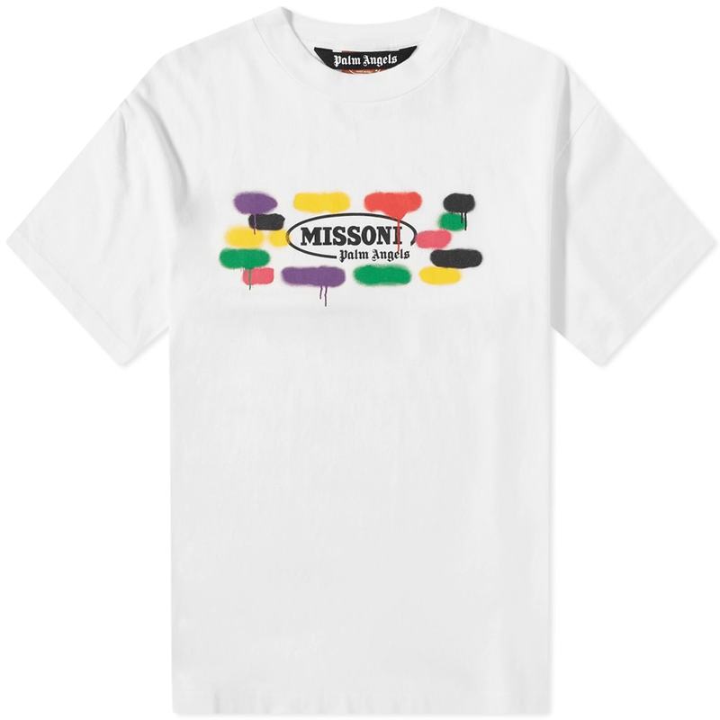 パーム・エンジェルス メンズ Tシャツ トップス Palm Angels X Missoni Sport Logo Tee White & Black