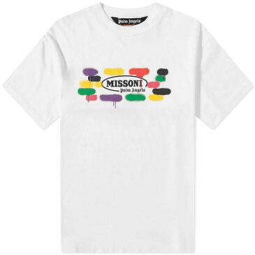 パーム・エンジェルス メンズ Tシャツ トップス Palm Angels X Missoni Sport Logo Tee White & Black