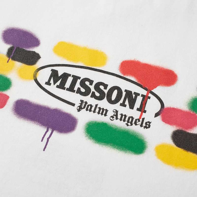 パーム・エンジェルス メンズ Tシャツ トップス Palm Angels X Missoni Sport Logo Tee White & Black