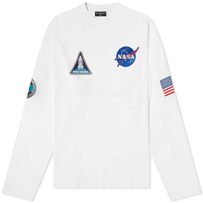 バレンシアガ メンズ Tシャツ トップス Balenciaga NASA Oversized Space Tee White & Black