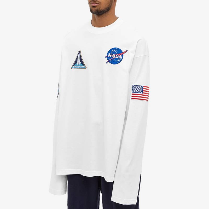 バレンシアガ メンズ Tシャツ トップス Balenciaga NASA Oversized Space Tee White & Black