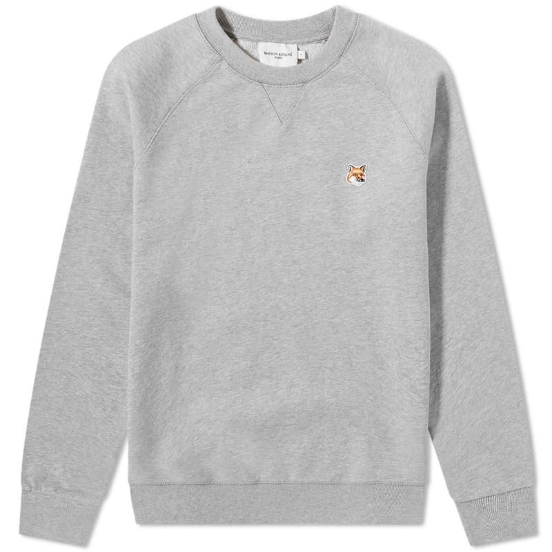 メゾンキツネ メンズ パーカー・スウェット アウター Maison Kitsune Fox Head Patch Classic Sweat Grey Melange