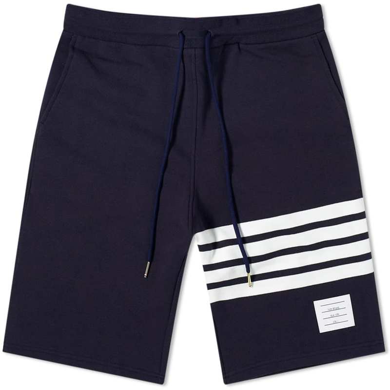 トム・ブラウン 【送料無料】 トムブラウン メンズ パーカー・スウェット アウター Thom Browne Engineered Stripe Sweat Shorts Navy