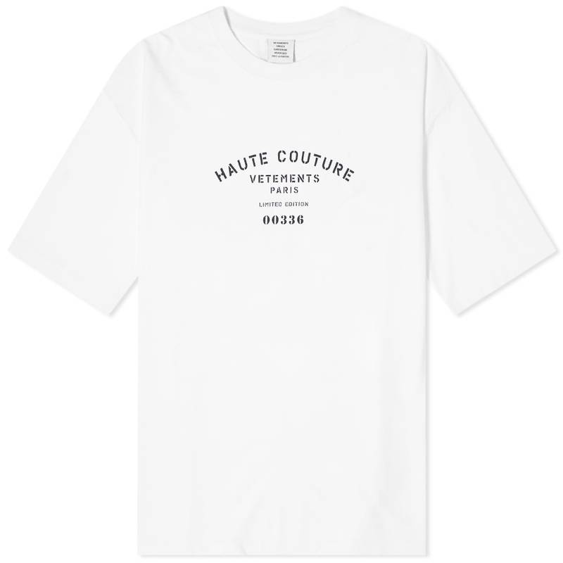 ヴェトモン メンズ Tシャツ トップス VETEMENTS Couture Logo Tee White