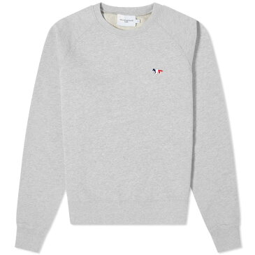 メゾンキツネ レディース パーカー・スウェット アウター Maison Kitsune Tricolor Fox Patch Adjusted Crew Sweat Grey