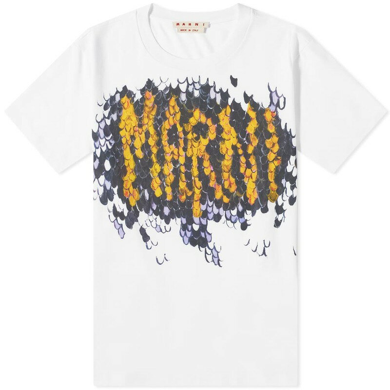 マルニ メンズ Tシャツ トップス Marni Impression Logo Tee Lily White