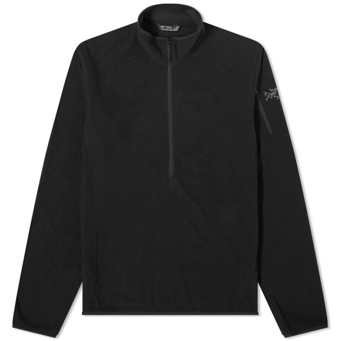 アークテリクス メンズ パーカー・スウェット アウター Arc'teryx Delta LT Zip Neck Waffle Fleece Black