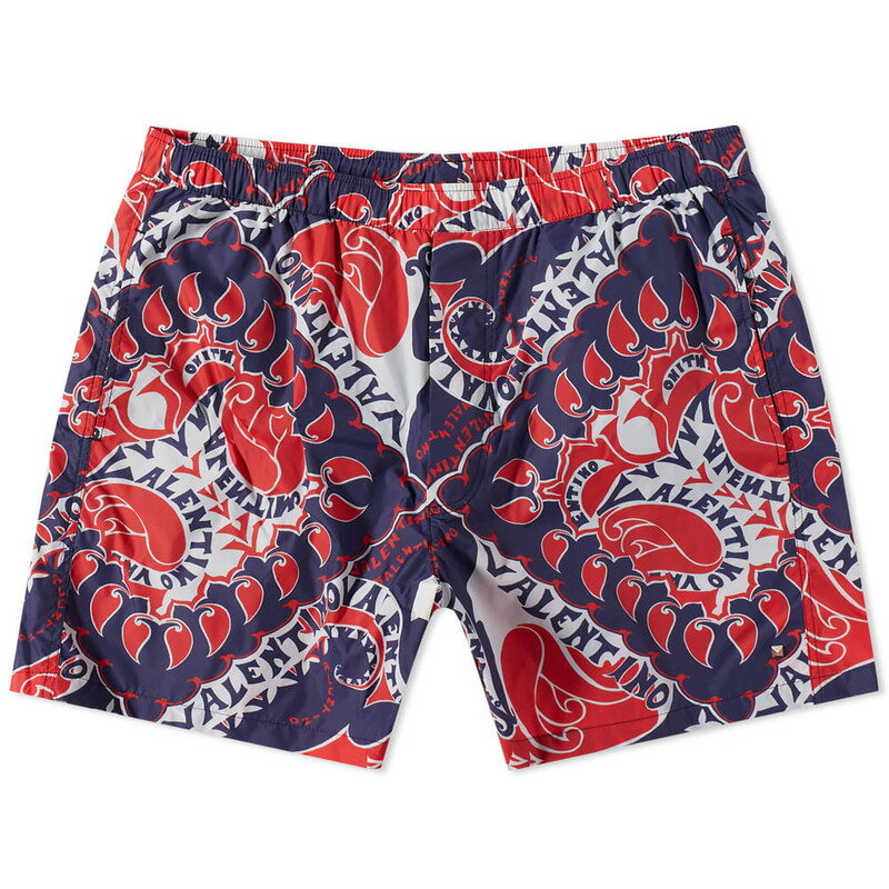 ヴァレンティノ メンズ ハーフパンツ・ショーツ 水着 Valentino Bandana Swim Short St. Bandana Bianco & Blu