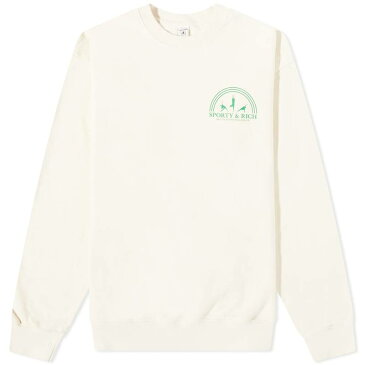 スポーティ アンド リッチ メンズ パーカー・スウェット アウター Sporty & Rich Fitness Group Crew Sweat Cream & Kelly