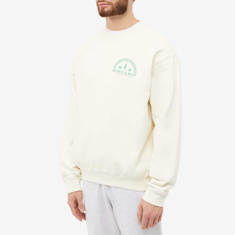 スポーティ アンド リッチ メンズ パーカー・スウェット アウター Sporty & Rich Fitness Group Crew Sweat Cream & Kelly