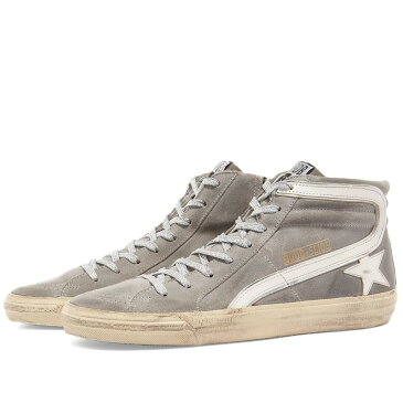 ゴールデングース メンズ スニーカー シューズ Golden Goose Slide Waxed Suede Sneaker Mud, White, Black & Silver