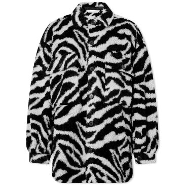 パーム・エンジェルス レディース シャツ トップス Palm Angels Zebra Fleece Overshirt Black & White