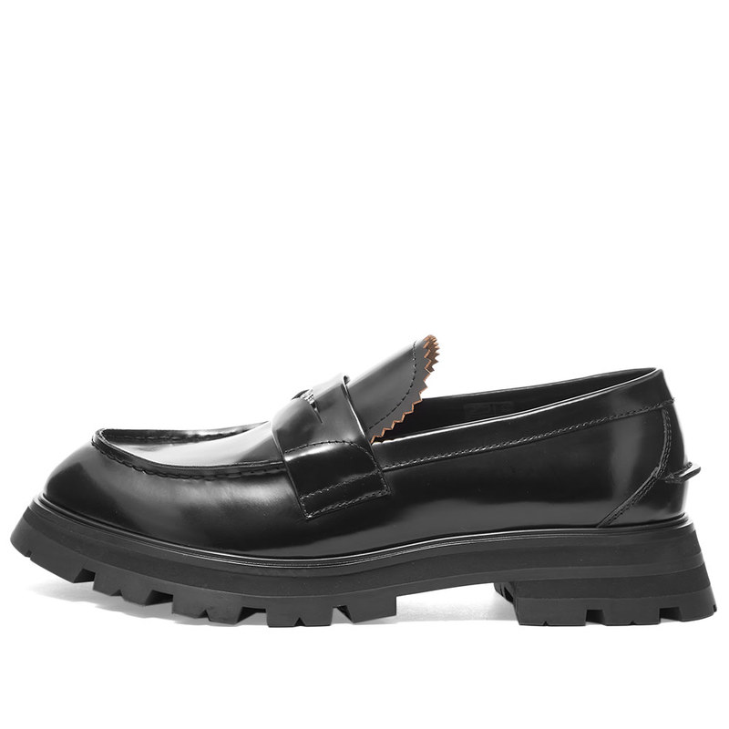 アレキサンダー・マックイーン メンズ スリッポン・ローファー シューズ Alexander McQueen Leather Chunky Loafer Black & Silver