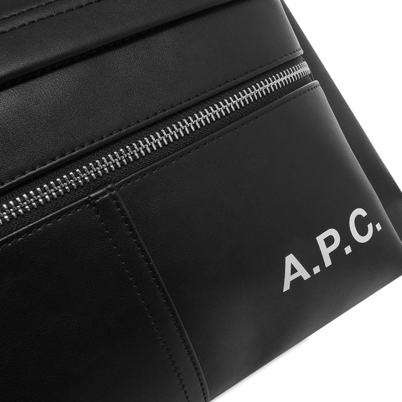 アーペーセー メンズ バックパック・リュックサック バッグ A.P.C. Logo Leather Nylon Backpack Black