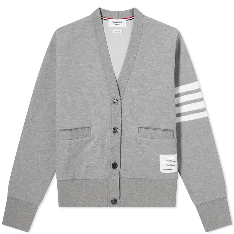 トムブラウン レディース ニット・セーター アウター Thom Browne 4 Bar V Neck Cardigan Light Grey