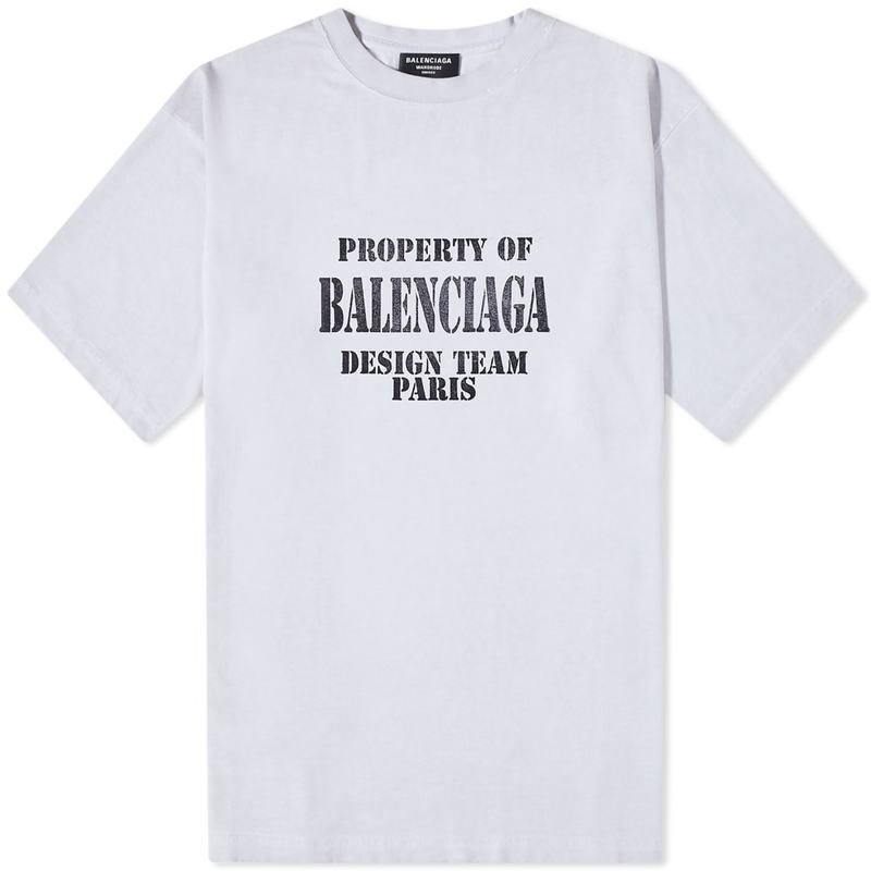 バレンシアガ メンズ Tシャツ トップス Balenciaga Property Of Oversized Tee Dirty White