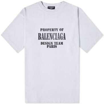 バレンシアガ メンズ Tシャツ トップス Balenciaga Property Of Oversized Tee Dirty White