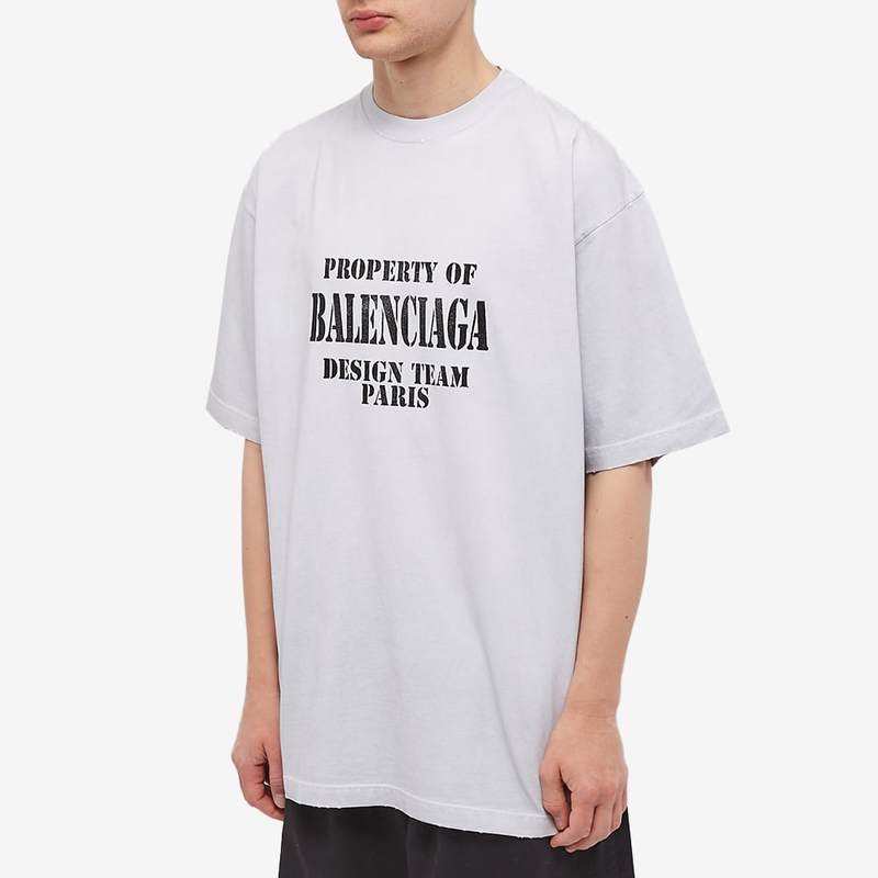 バレンシアガ メンズ Tシャツ トップス Balenciaga Property Of Oversized Tee Dirty White