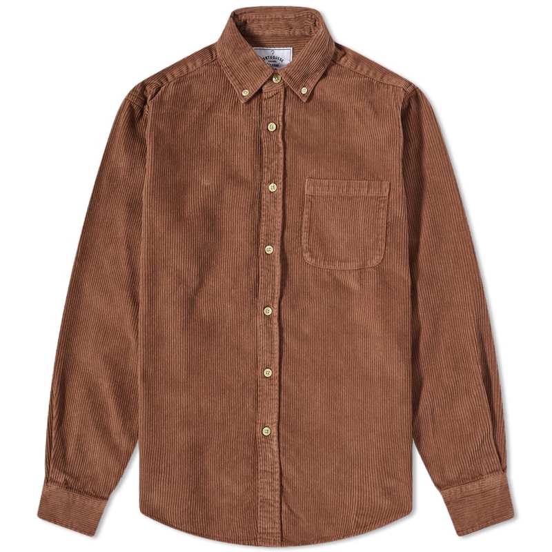 ポーチュギースフランネル メンズ シャツ トップス Portuguese Flannel Lobo Button Down Corduroy Shirt Brown