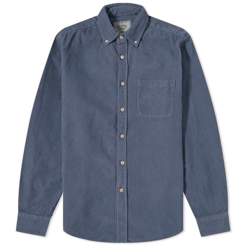 ポーチュギースフランネル メンズ シャツ トップス Portuguese Flannel Lobo Button Down Corduroy Shirt Navy