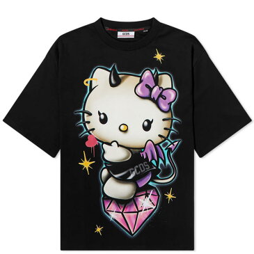 ジーシーディーエス レディース Tシャツ トップス GCDS Hello Kitty Mens Fit Tee Black