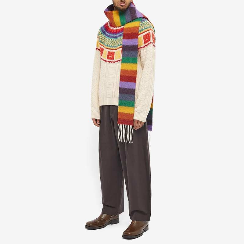 アクネ ストゥディオズ メンズ マフラー・ストール・スカーフ アクセサリー Acne Studios Vesuvio Stripe Scarf Yellow & Purple & Green