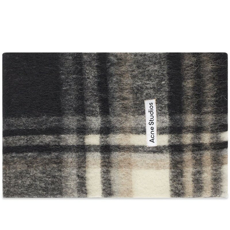 アクネ ストゥディオズ メンズ マフラー・ストール・スカーフ アクセサリー Acne Studios Vana Mohair Check Scarf Black & Grey