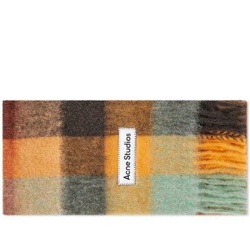 アクネ ストゥディオズ メンズ マフラー・ストール・スカーフ アクセサリー Acne Studios Vally Check Scarf Chestnut & Yellow & Green