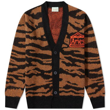 アリーズ メンズ ニット・セーター アウター Aries Kurt Zebra Cardigan Brown