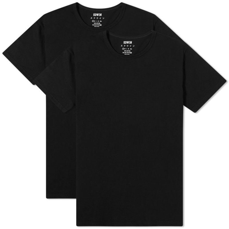 ̵ ɥ  T ȥåץ Edwin Double Pack T-Shirt Black