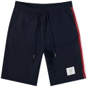 トムブラウン メンズ パーカー・スウェット アウター Thom Browne Tricolour Stripe Sweat Shorts Navy