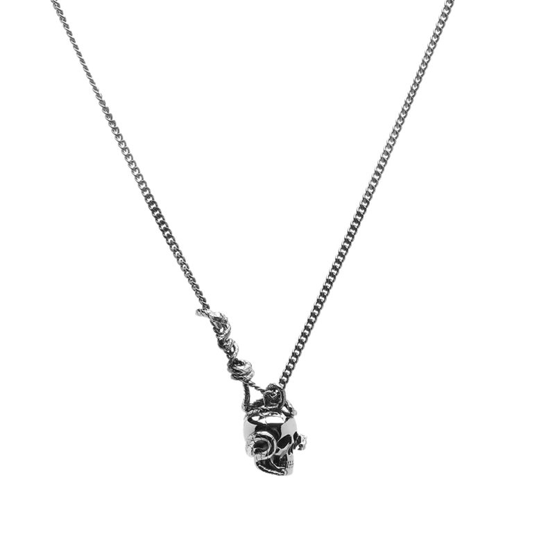 【送料無料】 アレキサンダー・マックイーン メンズ ネックレス・チョーカー・ペンダントトップ アクセサリー Alexander McQueen Skull & Snake Necklace Silver & Antil