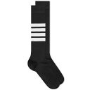 トムブラウン レディース 靴下 アンダーウェア Thom Browne Over The Knee 4 Bar Sock Black