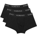 【送料無料】 ヴェルサーチ メンズ ボクサーパンツ アンダーウェア Versace Logo Waistband Trunks - 3 Pack Black