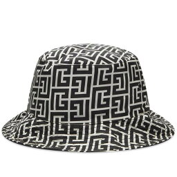 【送料無料】 バルマン メンズ 帽子 アクセサリー Balmain Monogram Nylon Bucket Hat Ivory & Black