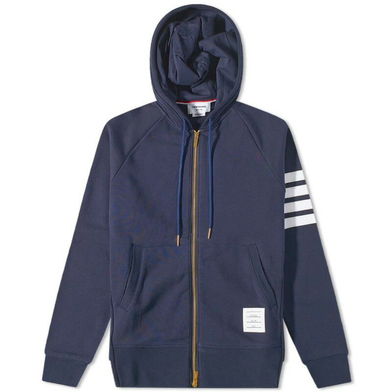 【送料無料】 トムブラウン メンズ パーカー スウェット フーディー アウター Thom Browne Engineered Stripe Hoodie Navy