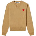 【送料無料】 コム デ ギャルソン レディース パーカー スウェット アウター Comme des Garcons Play Invader Heart V-Neck Pullover Camel