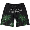 【送料無料】 パーム・エンジェルス メンズ ハーフパンツ・ショーツ ボトムス Palm Angels Palms & Skull Vintage Sweat Short Black & Green