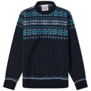 【送料無料】 ジャミーソンズオブシェトランド メンズ ニット・セーター アウター Jamieson's of Shetland Nordic Fair Isle Crew Knit Navy(4)