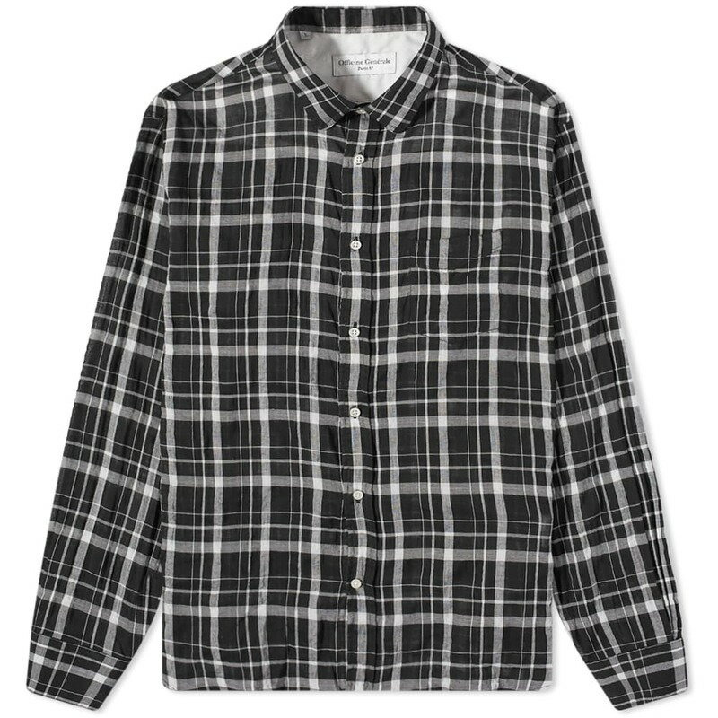  オフィシンジェネレール メンズ シャツ トップス Officine Generale Lipp Japanese Cotton Check Shirt Black & White