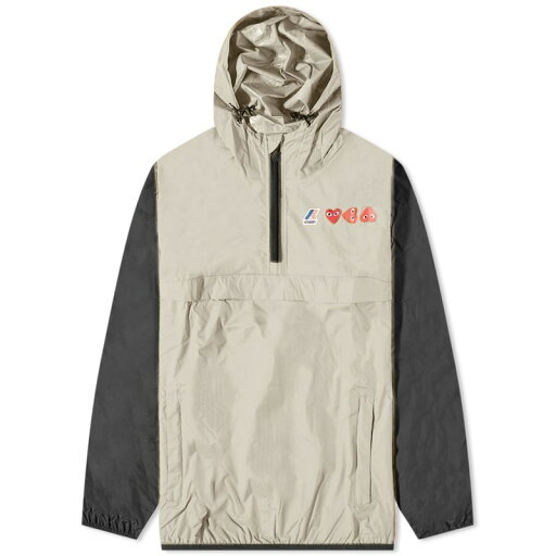 【送料無料】 コム・デ・ギャルソン メンズ ジャケット・ブルゾン アウター Comme des Garcons Play x K-Way Half Zip Block Colour Jacket Beige & Black 【送料無料】 コム・デ・ギャルソン メンズ ジャケット・ブルゾン アウター Comme des Garcons Play x K-Way Half Zip Block Colour Jacket Beige & Black
