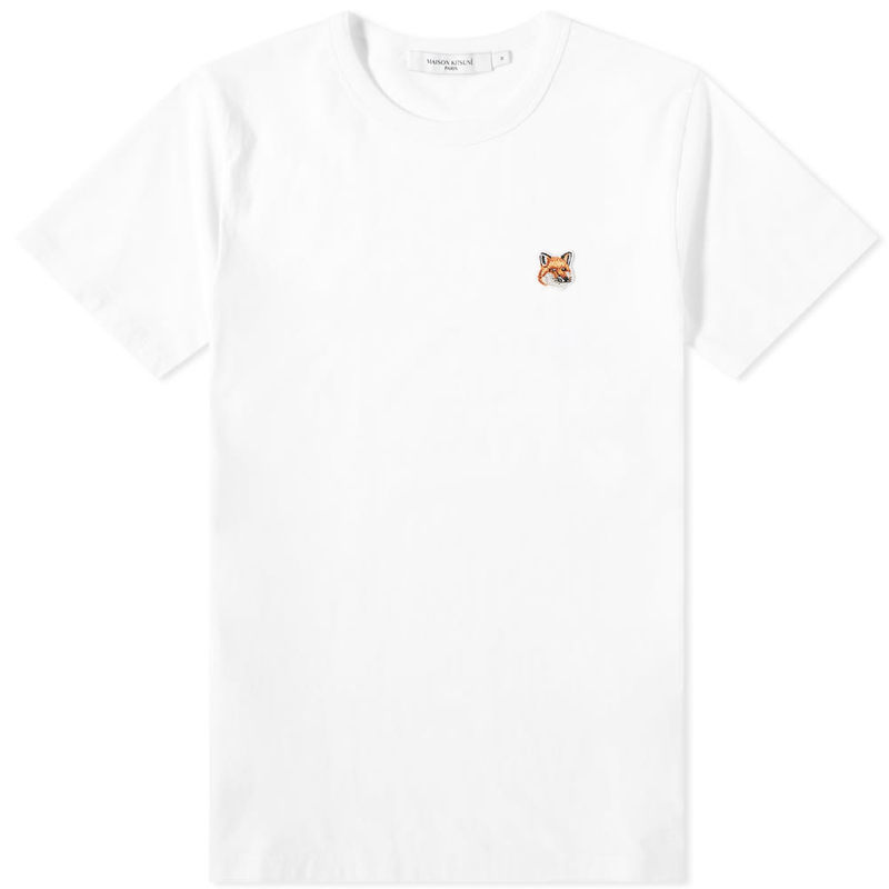 メゾンキツネ レディース Tシャツ トップス Maison Kitsune Fox Head Patch Classic Tee White